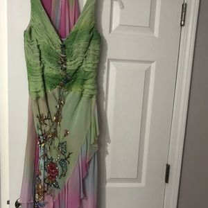 Women’s beaded evening gown with matching shawl